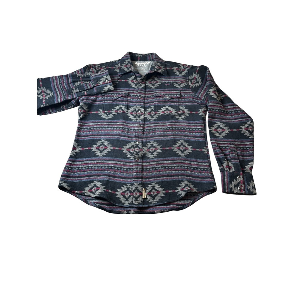 Wrangler Retro Premium Mens Southwestern Geometric Snap Front Western Shirt L